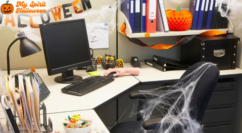 Spooky and Minimalist Halloween Cubicle Decorating Ideas